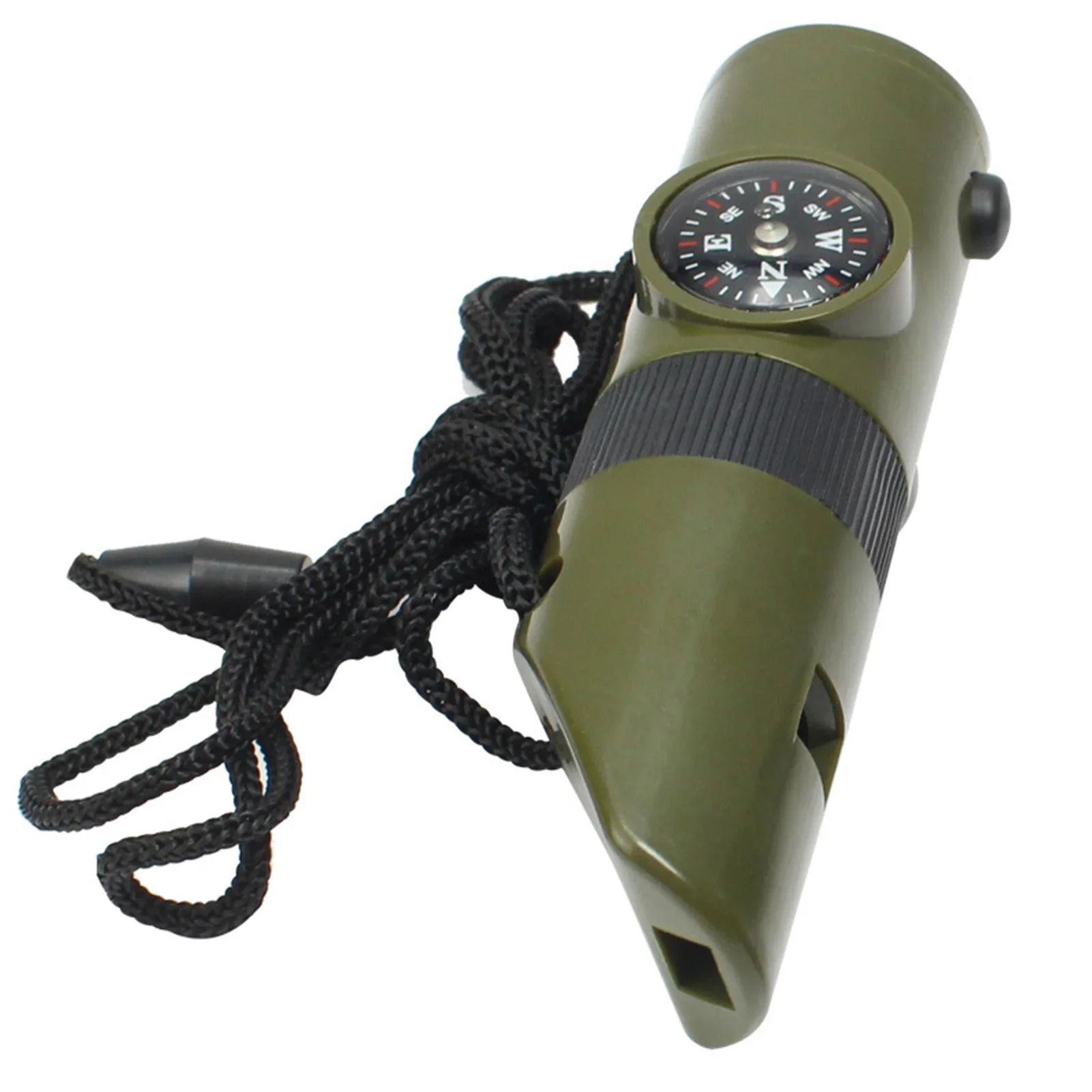 7-in-1 Jungle Survival Whistle with Integrated Compass, LED Light, and Rescue Tools