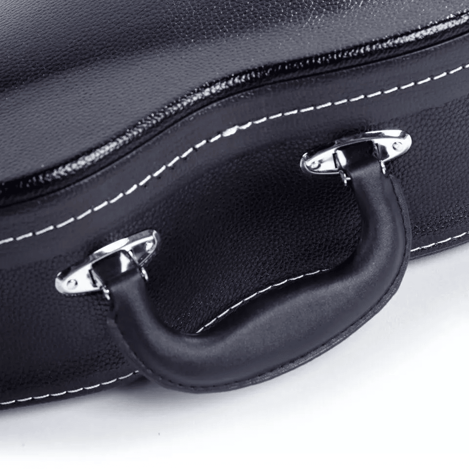 Glarry F-Style Mandolin Case – Microgroove Pattern, High-Class Leather, Black Hardshell Protection
