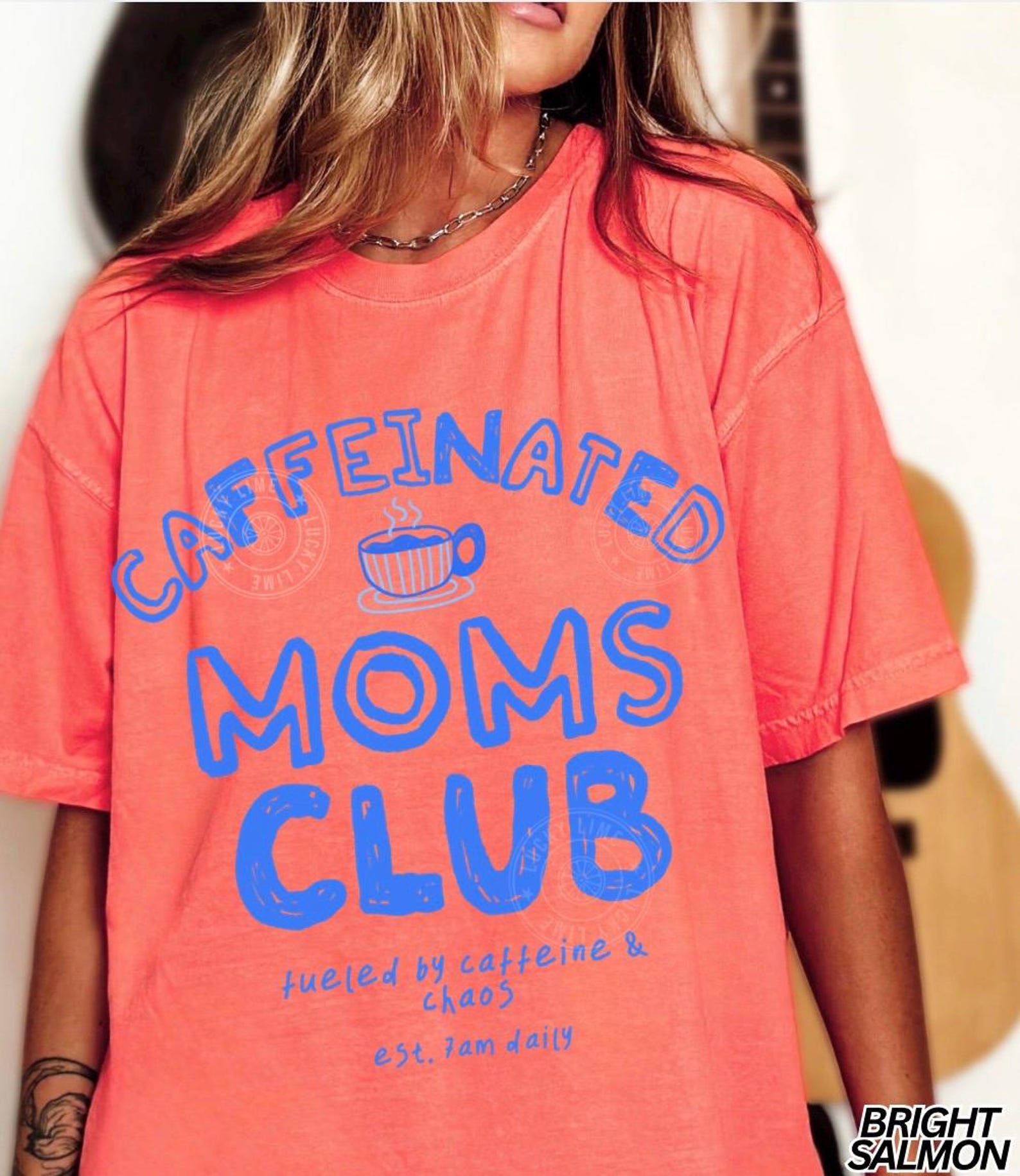 Caffeinated Moms Club Shirt Funny Mom Coffee Lover Graphic Tee Cute Outfit