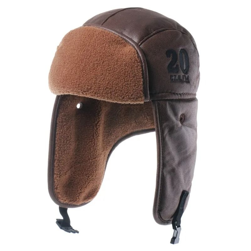 Synthetic Leather Thermal Bomber and Pilot Hat