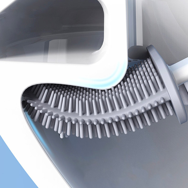 Next-Gen Clean - Revolutionary Flexible Silicone Toilet Brush with Holder, Wall-Mounted Design, Water-Repellant
