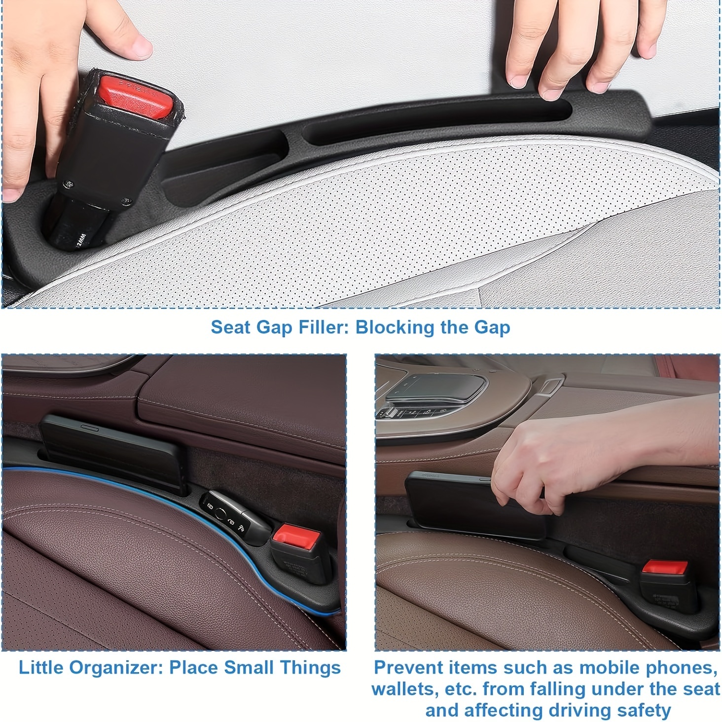 Car Seat Gap Filler Organizer, PU Waterproof Seat Gap Plug Strip, Grooves Gap Storage Auto Interior Accessory