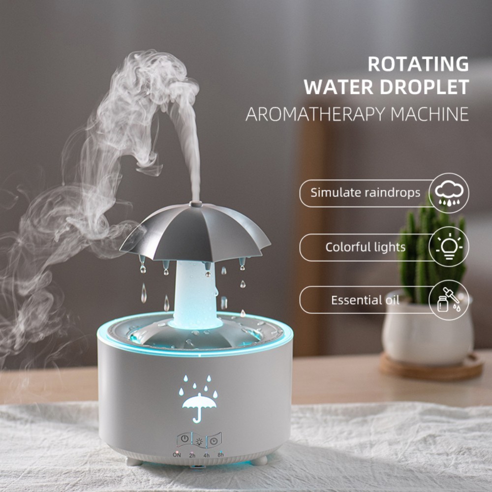 Rotating Umbrella Humidifier with Colourful Night Lights, Essential Oil Aroma Diffuser & Air Purifier