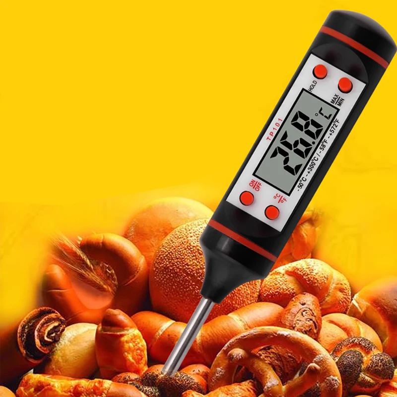 Digital Kitchen Probe Thermometer for Cooking, Baking & BBQ - Stainless Steel Food Temperature Reader