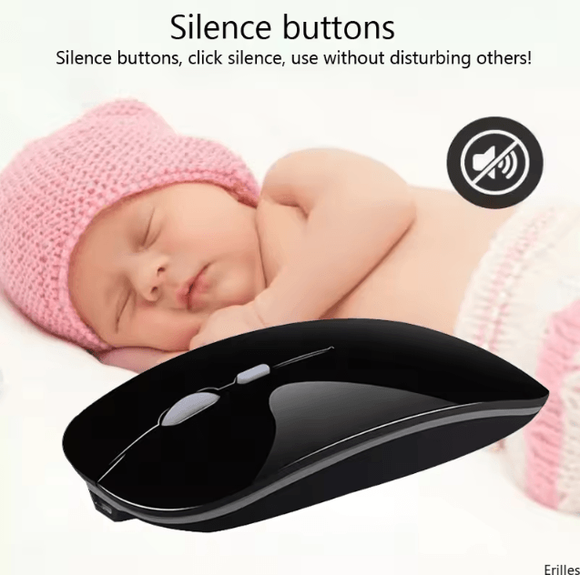 UltraSilent Rechargeable Wireless Optical Mouse – Ultra-Thin 2.4 G Mini USB Mouse for Laptop & PC