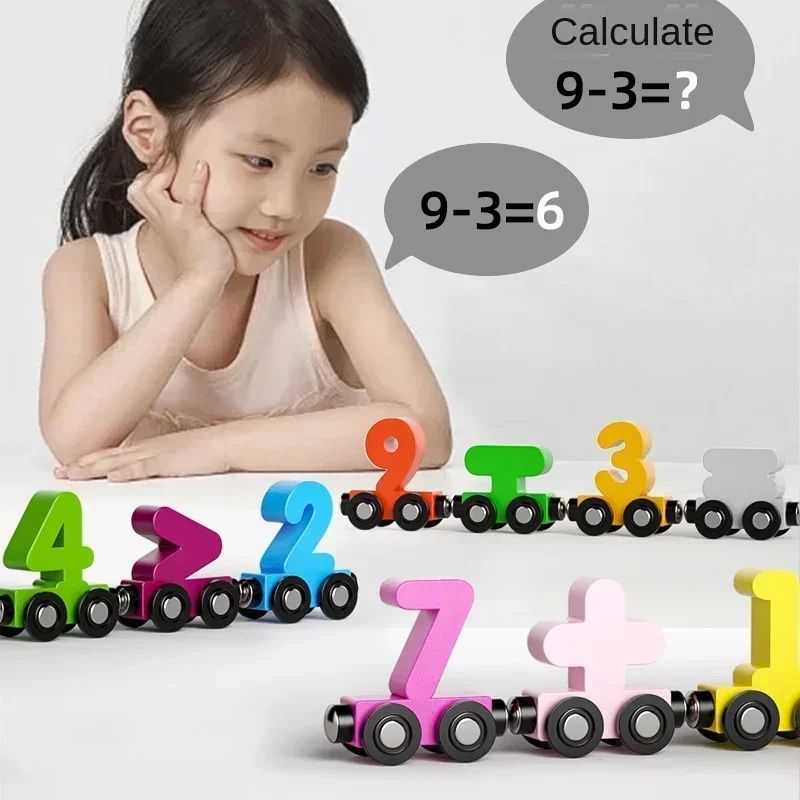 Montessori Magnetic Wooden Train Set – 12 Pcs/Set Colorful Learning & Number Toy