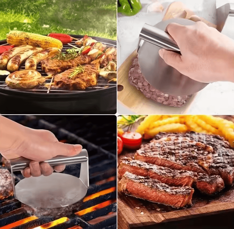 ProGrill Stainless Steel Smash Burger Press – Heavy-Duty Hamburger Patty Press Mold
