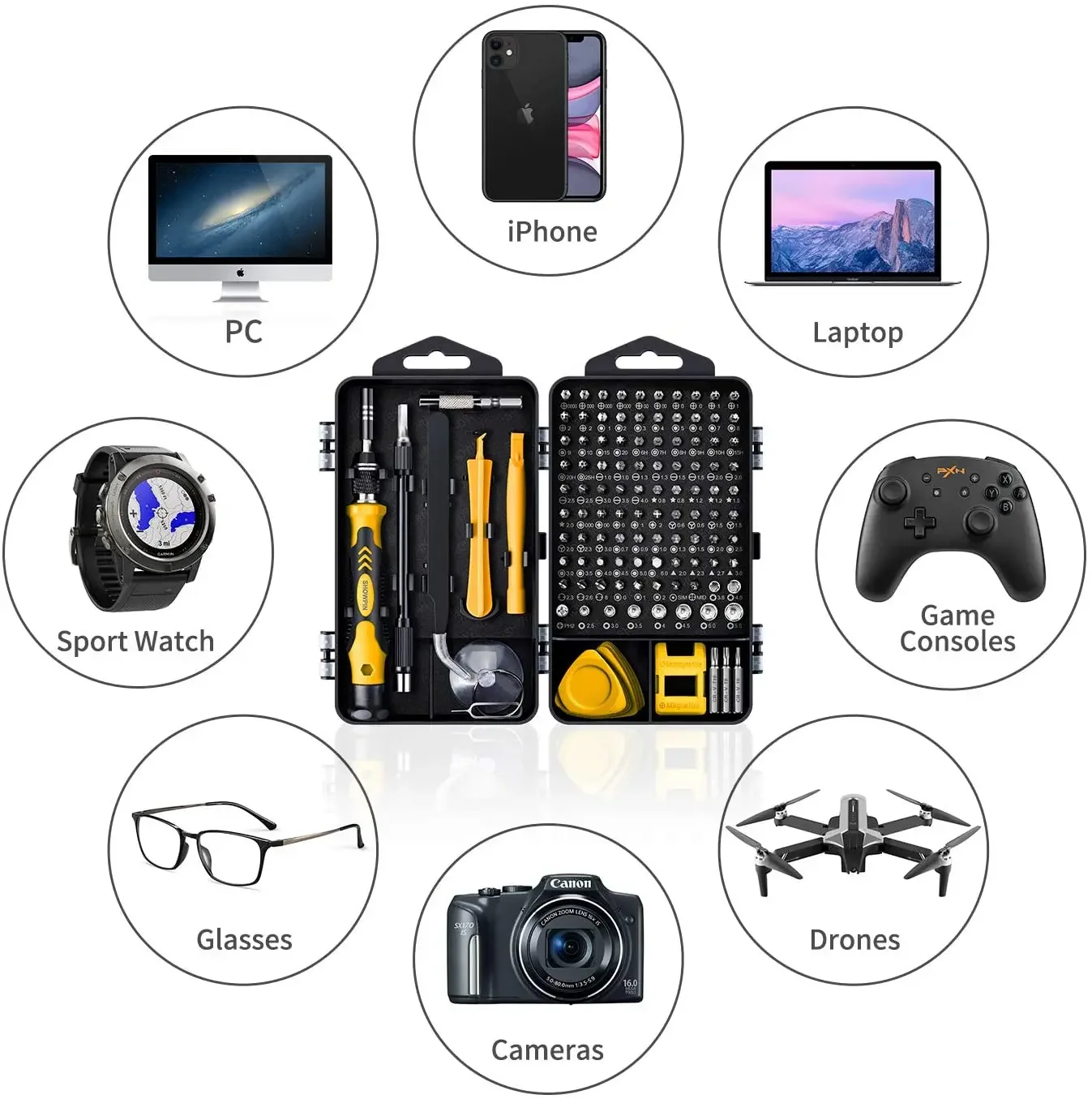 Laptop Screwdriver Kit Precision, Computer Repair Kit Magnetic, Small Impact Screwdriver Set with Case