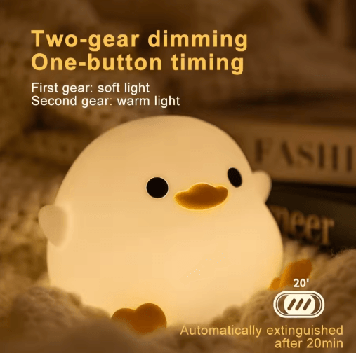 Cute Duck Silicone Touch Night Light with Timer & USB Rechargeable Design