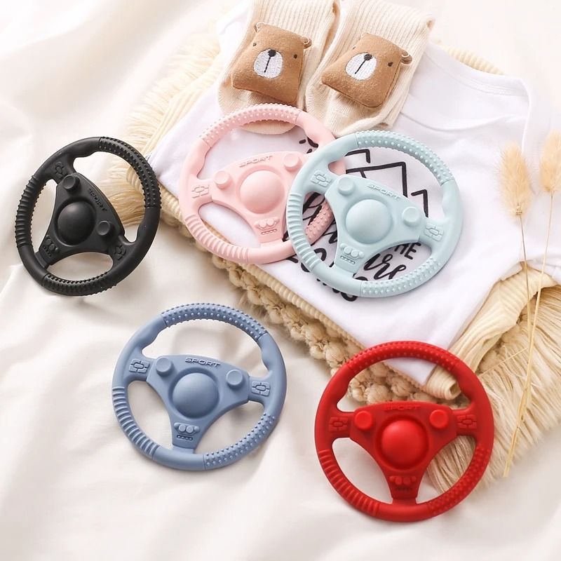 Steering Wheel Silicone Baby Teether – Food-Grade Sensory & Molar Toy