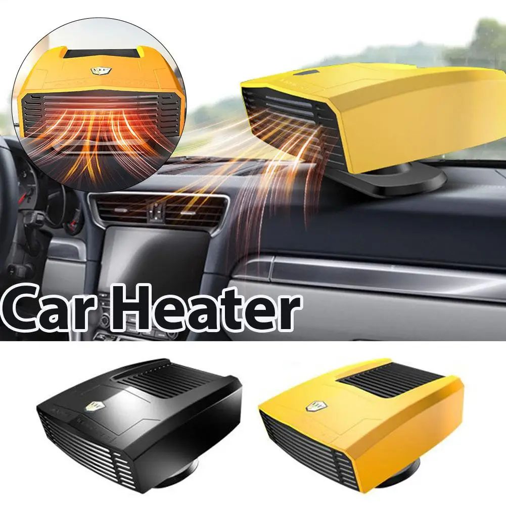 12V Car Heater Defroster 2-in-1 Fast Heating/Cooling Fan – 360° Rotatable Windshield Defogger Auto Window Dryer
