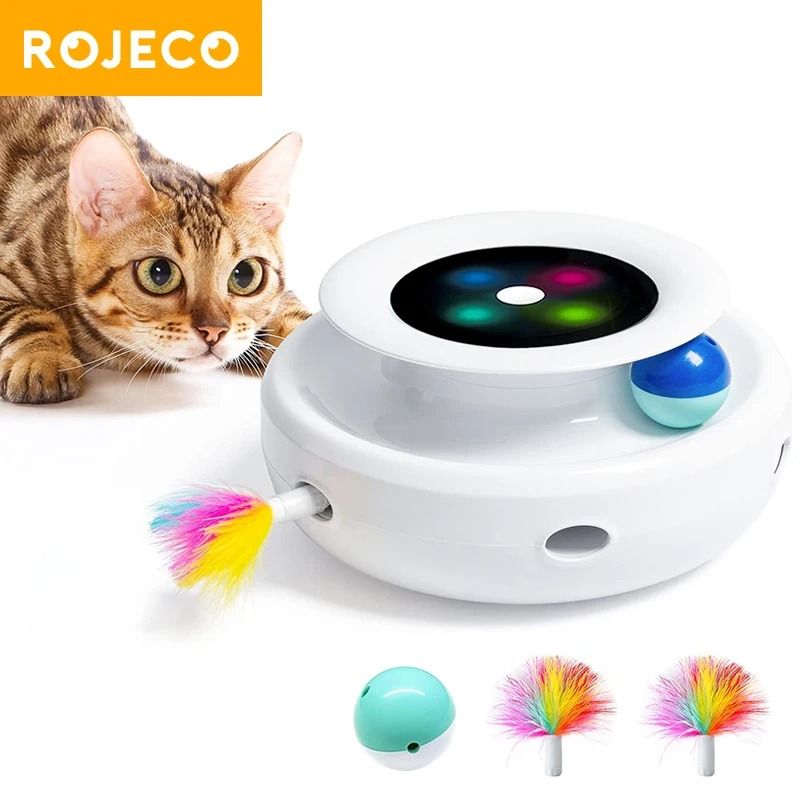 ROJECO 2 in 1 Smart Automatic Interactive Cat Toy Set