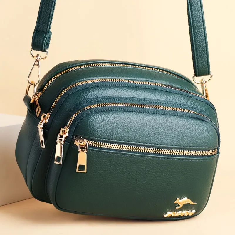 Luxury Ladies Handbag with Multi-pocket Design, High Quality Soft Leather Shoulder Messenger Bag