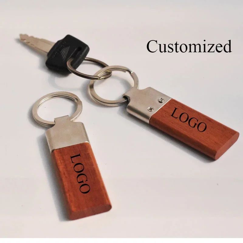 Custom Laser Engraved Wood Keychain Personalized Name Key Ring Gift