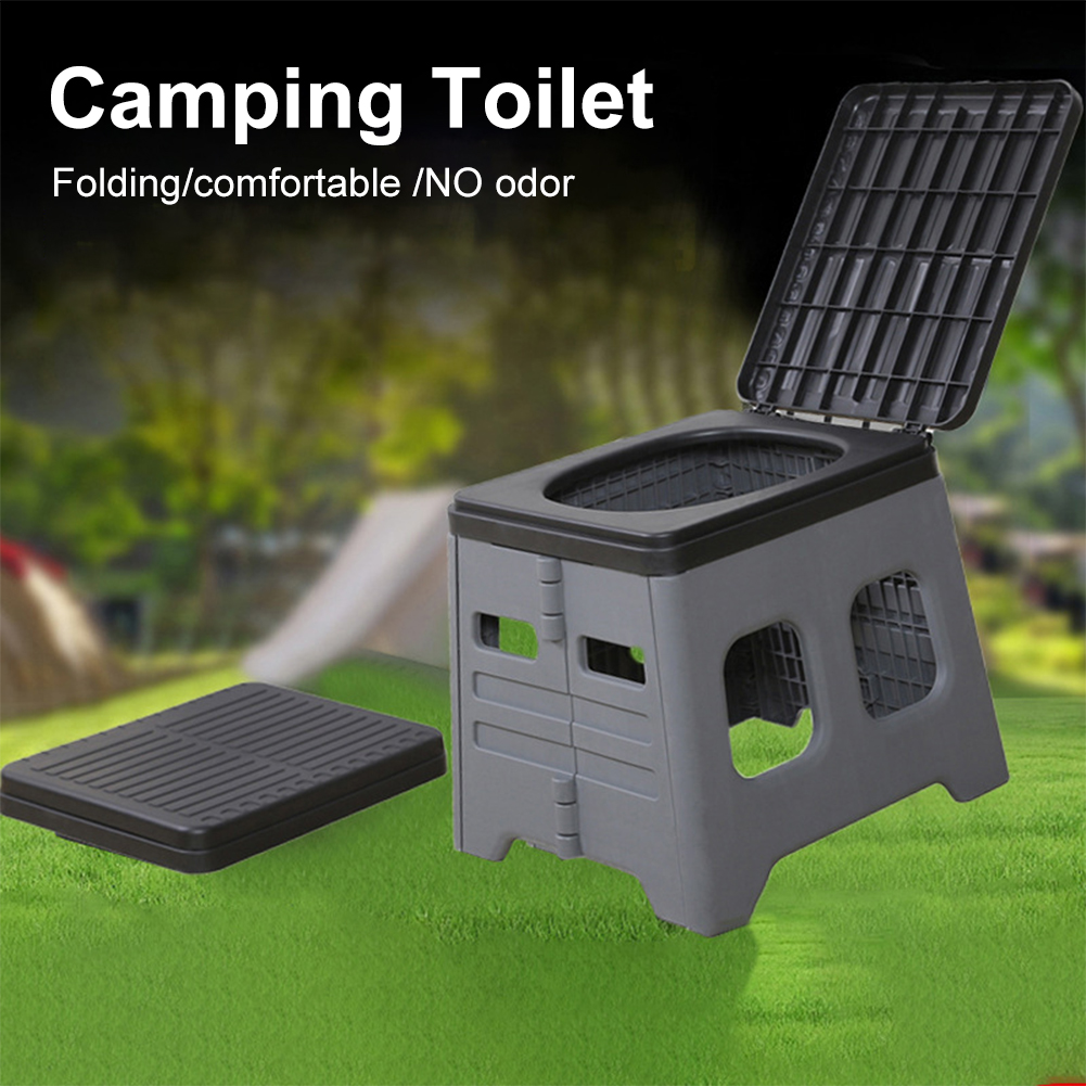 Portable Camping Toilet Foldable Travel Toilet with Lid Compact Outdoor Emergency Toilet