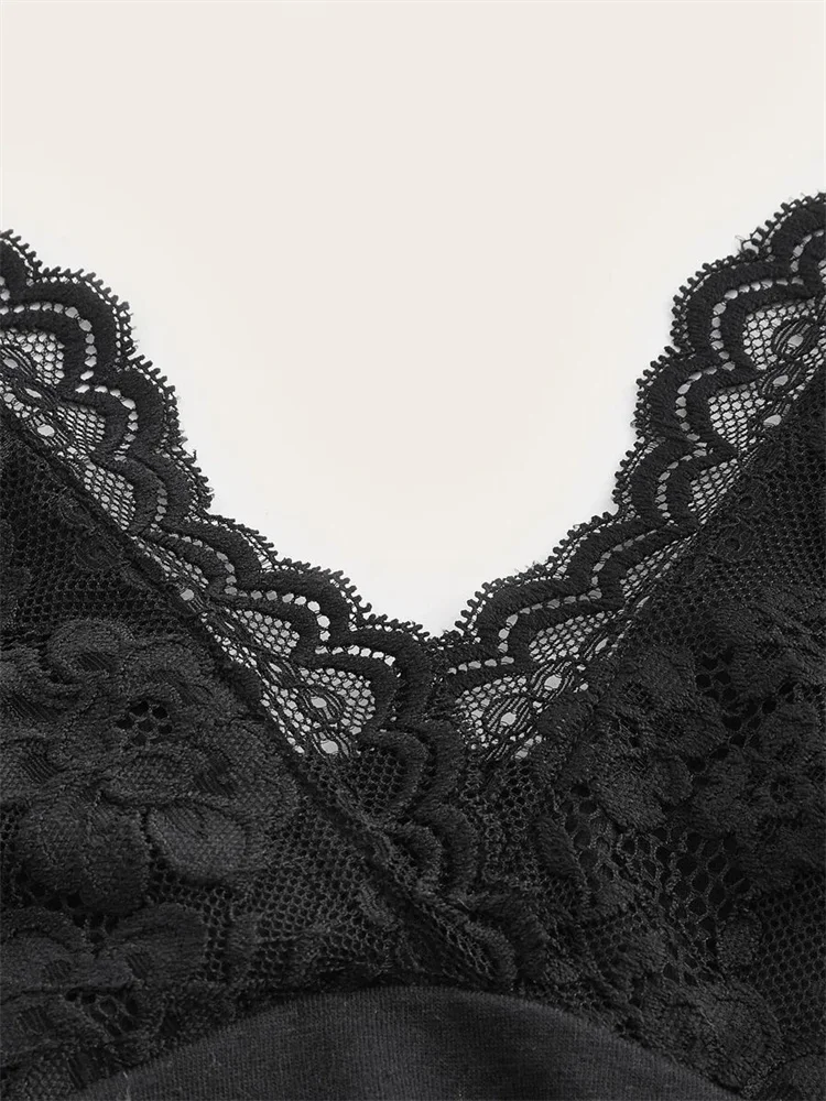 Women Summer Sexy Lace V-neck Halter Top, Grunge Punk Goth, Backless Ruched Cami Crop Top, Trendy Streetwear