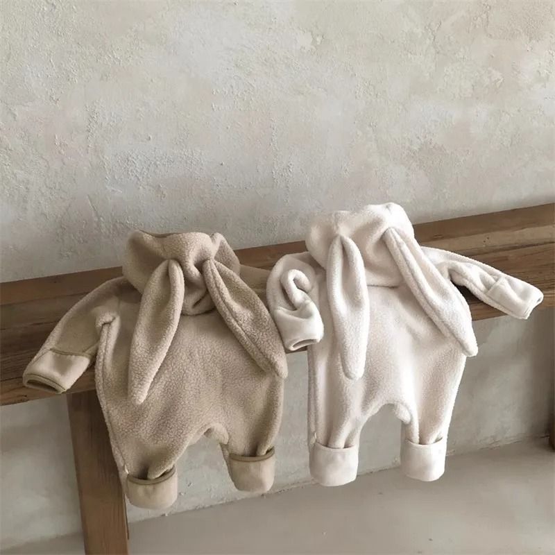 Rabbit Ears Velvet-Lined Warm Cardigan Romper