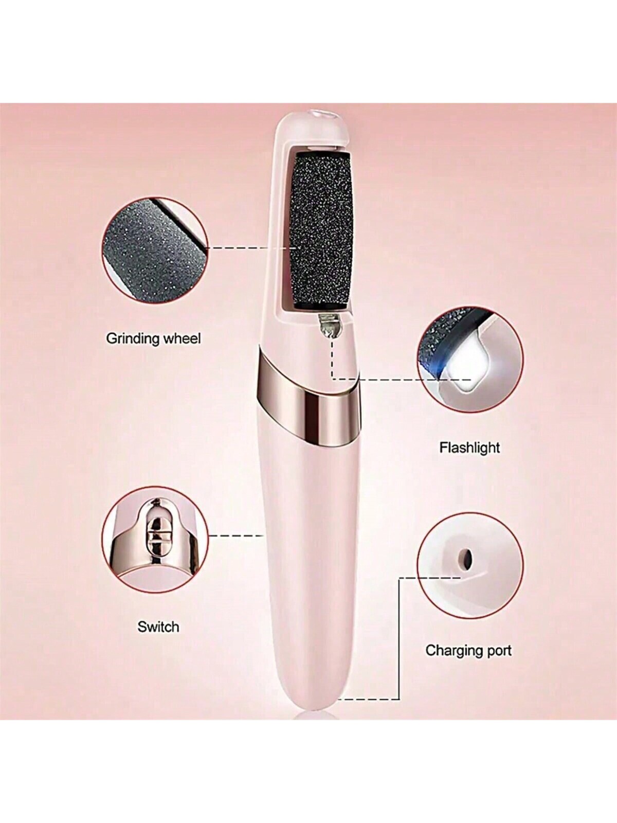 Pink Electric Foot Grinder, Electronic Tool File, Healing Tissue Remover