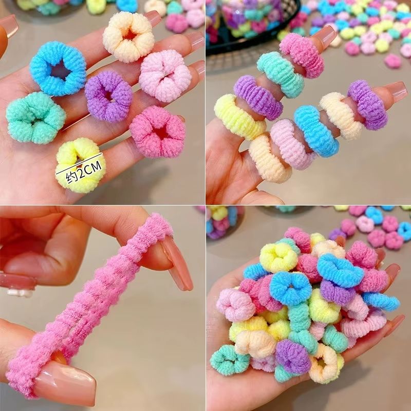 RainbowJoy Kids 100-Piece Colorful Elastic Hair Bands Set – Girls Ponytail Holders & Small Scrunchie Rubber Bands