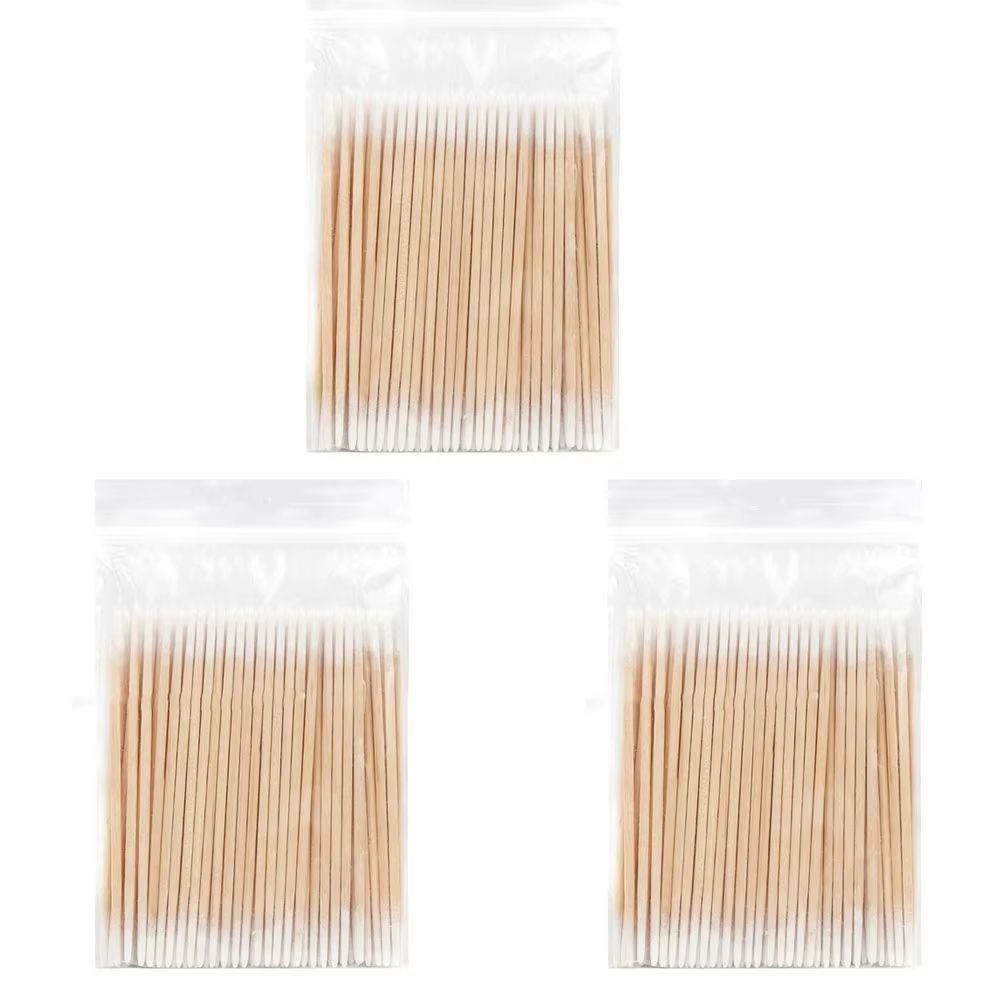 Disposable Ultra-Small Cotton Swab Brush Lint-Free Micro Wood Makeup Brushes and Eyelash Extension Glue Removing Tools