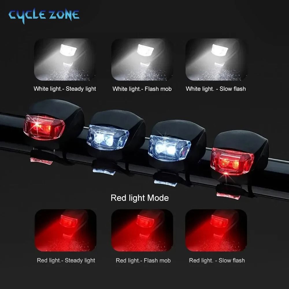 2-Piece Silicone Bicycle Light Set | Ultra-Portable Night Riding Safety Warning Headlight & Taillight