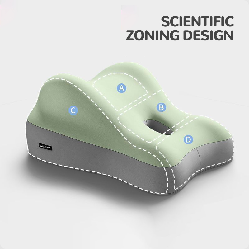 Green Ergonomic Bed Pillow, Memory Foam Waist Cushion, Multi-Functional Cushion for Bedroom Furniture