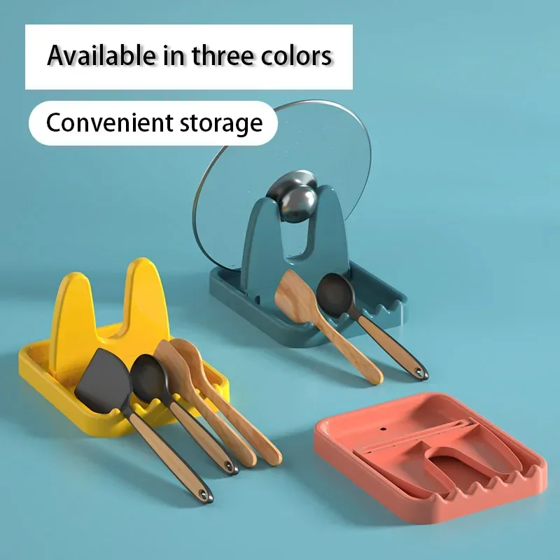 Foldable Pot Lid Rack Stand, Kitchen Organizer, Plastic Spoon Holder for Fork, Spatula Rack, Pan Cover Shelf, Tableware
