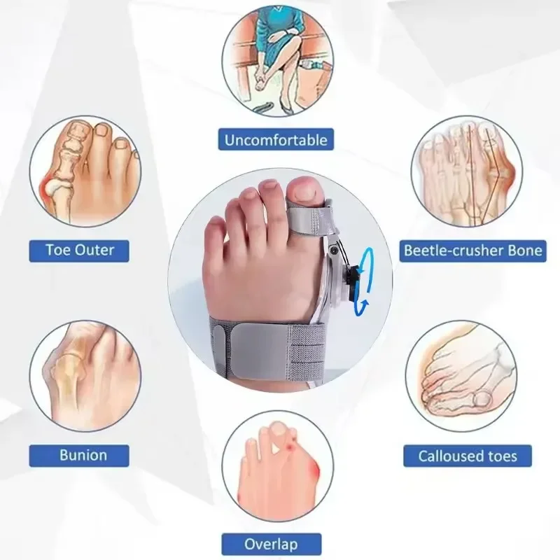 Adjustable Bunion Corrector & Toe Straightener, Hallux Valgus Relief for Big Toe Pain