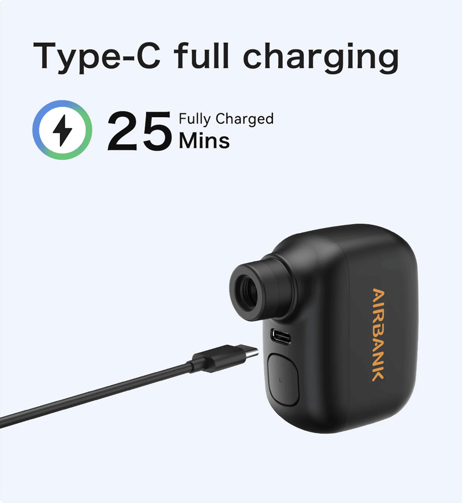 AIRBANK Pocket SE Mini Electric Bike Pump with Presta and Schrader Compatibility