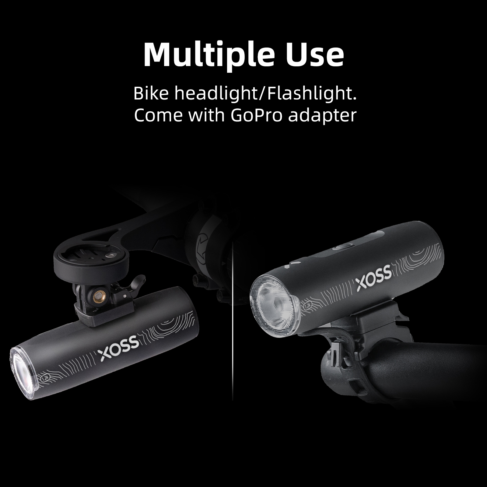 Bike Light XL Headlight, Waterproof Rechargeable Front Lamp, Ultralight Aluminum Bicycle Light & Flashlight