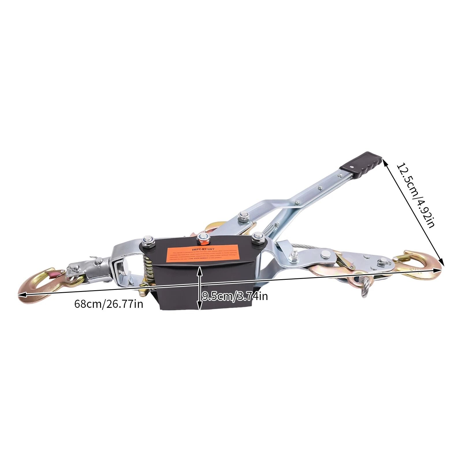 Heavy Duty Hand Puller Hoist, 5 Ton Cable Winch with 3 Hooks