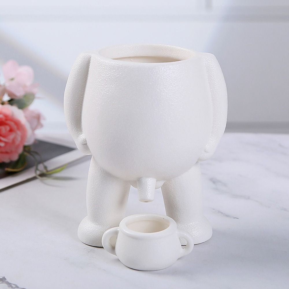 Creative Piss Pot Shape Flower Pots, Funny Resin Figure Vases with Drainage for Home Office Decor