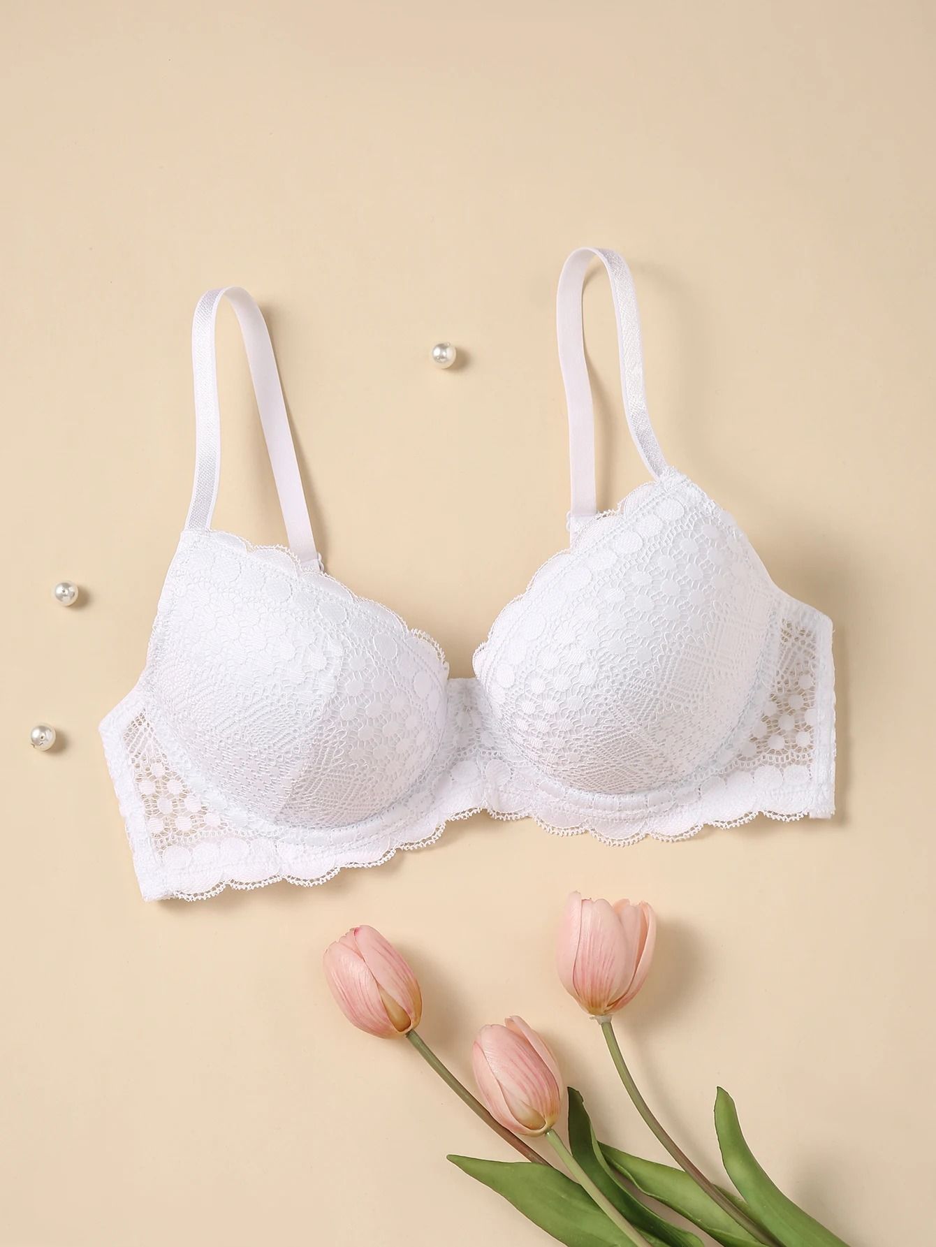 Womens Lace Push Up Bra with Underwire Breathable Comfort Fit