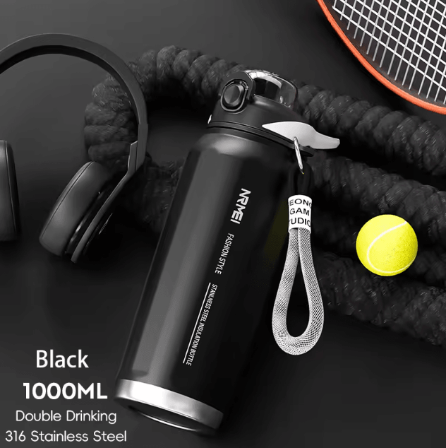 HydroCarry One-Button Thermos Bottle – Large Capacity Stainless Steel Vacuum Flask with Rope