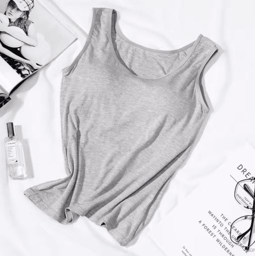 Womens Tank Top with Built In Bra Padded Slim Fit Summer Vest