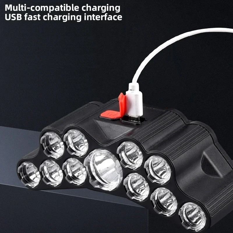 Strong Light 11-LED USB Rechargeable Headlamp with Built-In Battery