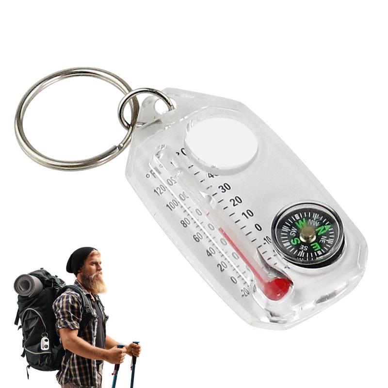 Mini Pocket-Sized Compass & Thermometer Keychain  Essential Outdoor Gear for Survival