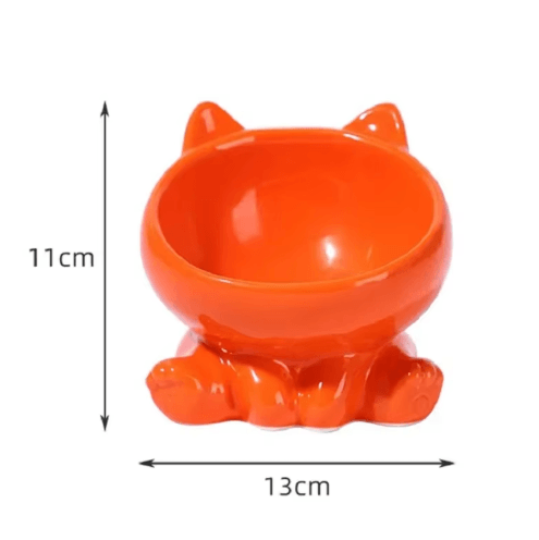 Elevated Tilted Ceramic Cat Bowl – Cute Ergonomic Food & Water Dish