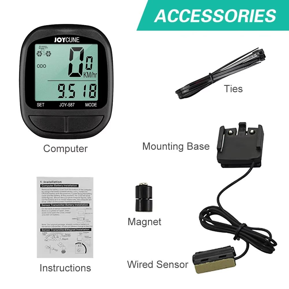 Waterproof Bike Computer with Wired Speedometer and Odometer – LED Display Cycling Stopwatch