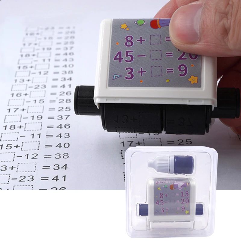 2-in-1 Math Roller Stamp Within 100 – Refillable Fill-in-the-Blank Practice Tool