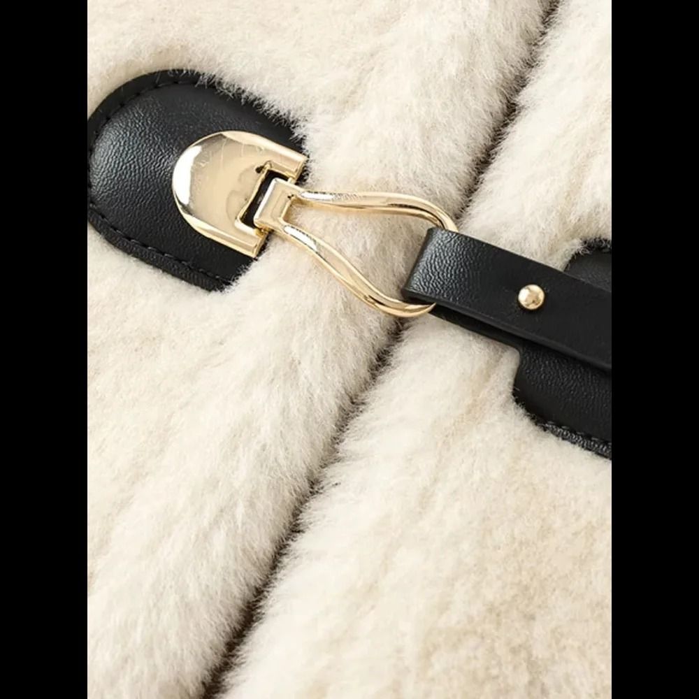 2025 Womens Thick Faux Fur Jacket | Premium Warm Toggle Outerwear & Chic Long Sleeve Autumn Coat