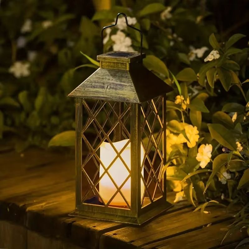 Solar Lantern Outdoor Hanging Lights Waterproof Retro Candle Garden Decor