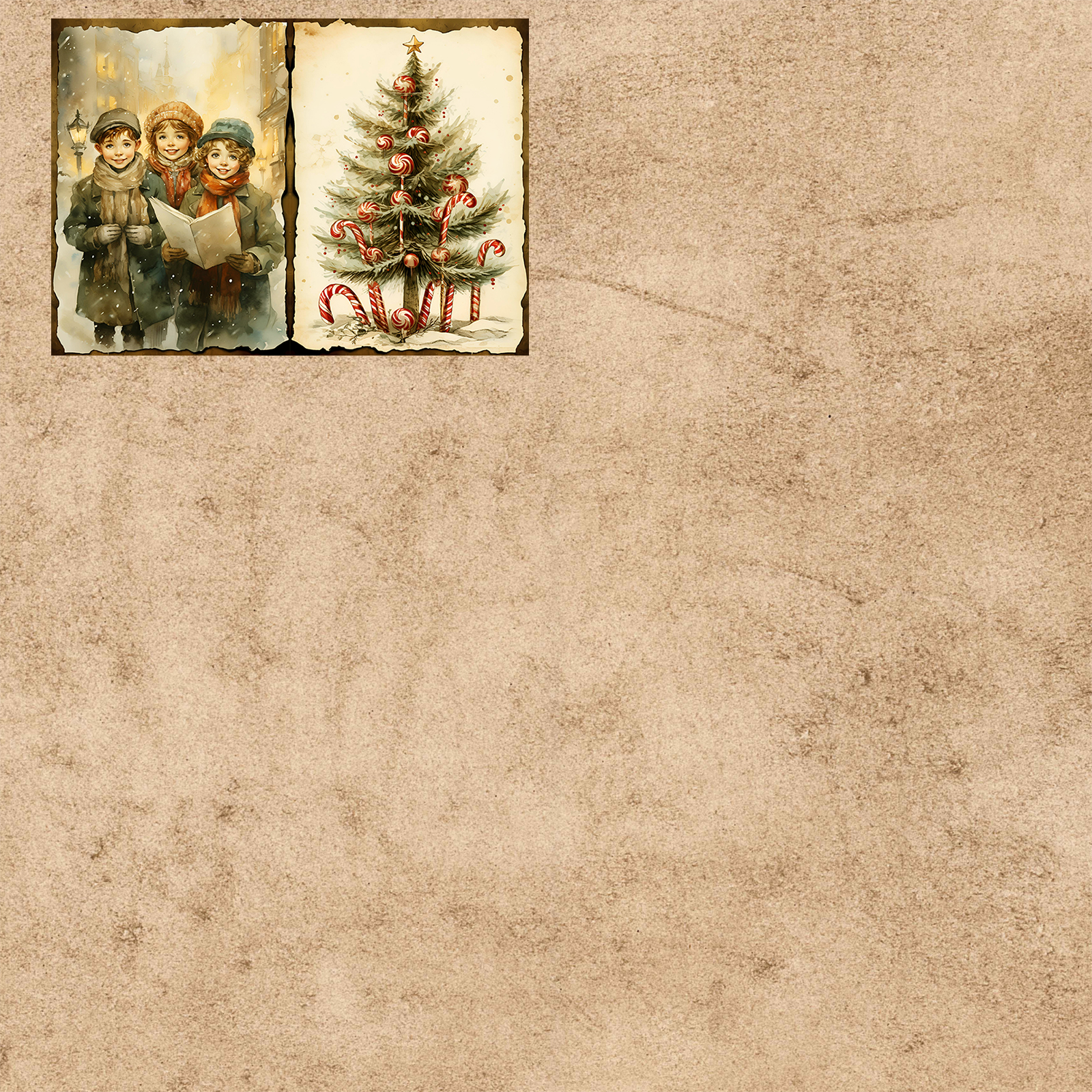 Christmas A5 Sheets For Children Background, 10 Sheets Vintage Grunge Journal, Scrapbooking Planning Set