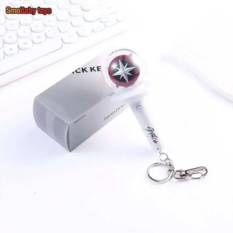 Kpop Mini Light Stick Keychain with Battery Powered Creative Light Up Keyring Gift