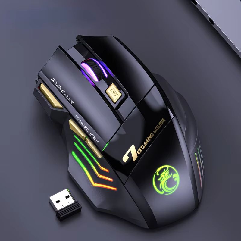 GW-X7 Dual Mode wireless gaming mouse Rechargeable Silent Bluetooth mouse with RGB Breathing Light