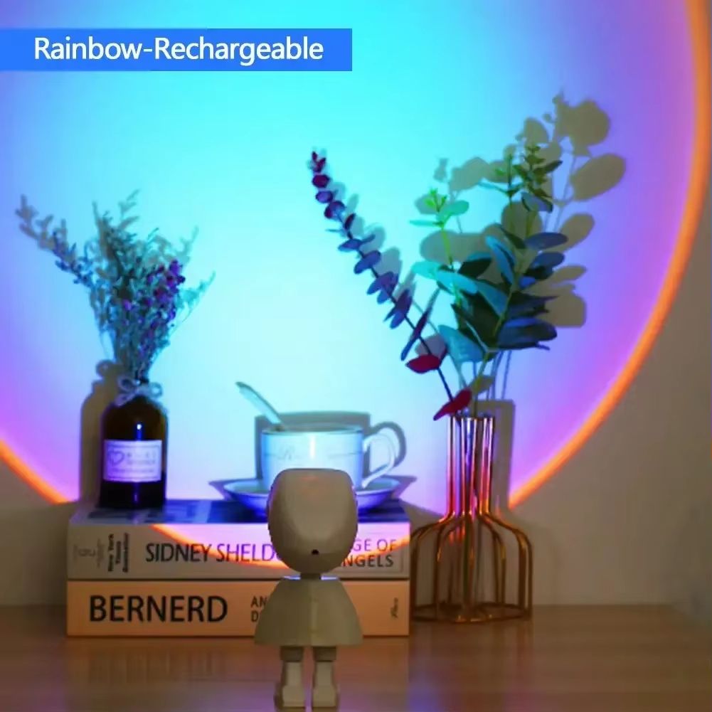 Astronaut Robot LED Sunset Projection Lamp Rechargeable Mood Light
