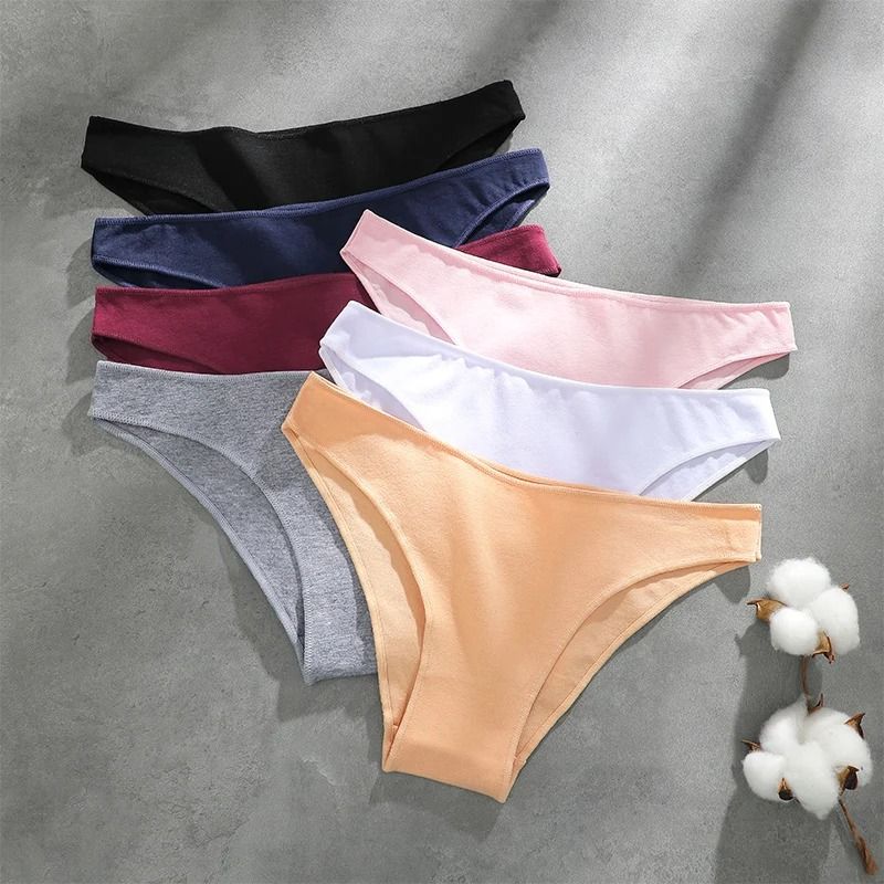 Women Seamless Cotton Panties Set Breathable Low Waist Briefs