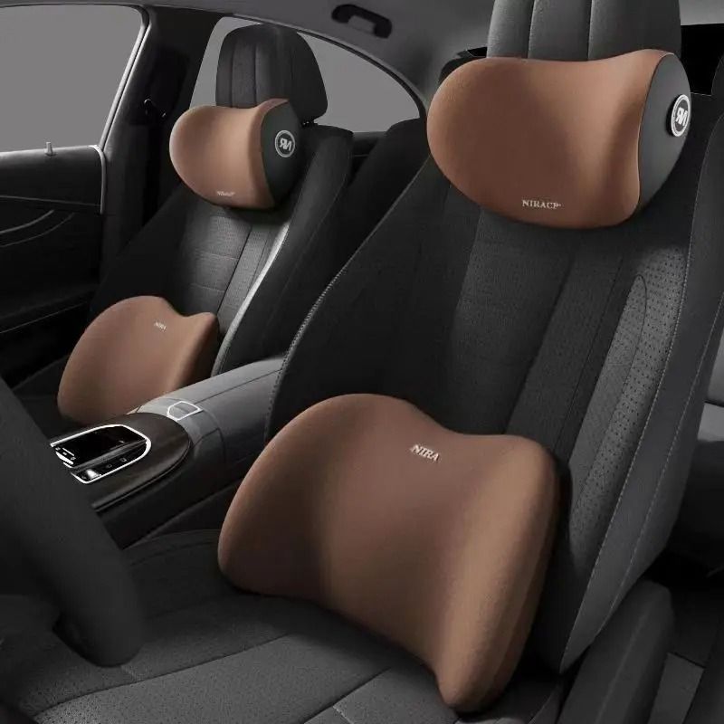 Ergonomic Memory Foam Car Comfort System – All-Season Headrest & Lumbar Support Set