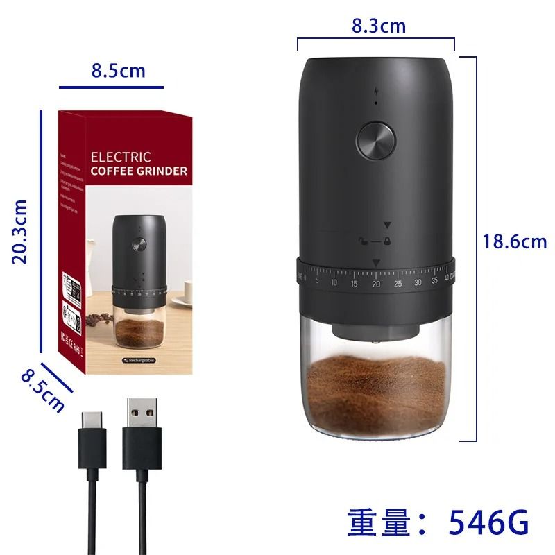 Electric Coffee Grinder with Adjustable 40 Gears and Rechargeable Battery