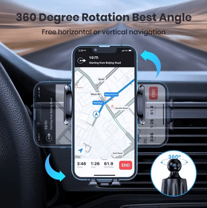 Universal Foldable Car Phone Holder – Rotatable GPS Phone Mount Air Vent Stand for Vehicle Interior Accessories